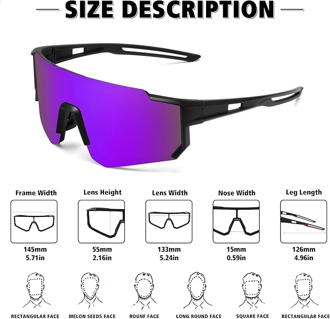 STORYCOAST Polarized Sports Sunglasses for Men Women,Driving Fishing Cycling Mountain Bike Sunglasses UV400 Protection