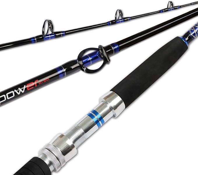 Fiblink 1-Piece/ 2-Piece Saltwater Offshore Trolling Rod Big Game Rod Conventional Boat Fishing Pole