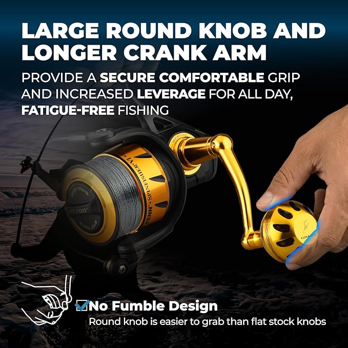 GOMEXUS Power Handle for Penn Spinfisher VI VII Slammer III IV Reel Crank (Make Sure Your Reel Model, Not for All Spinfisher Long Cast/V)-Please Pay Attention to The Adaptation Table