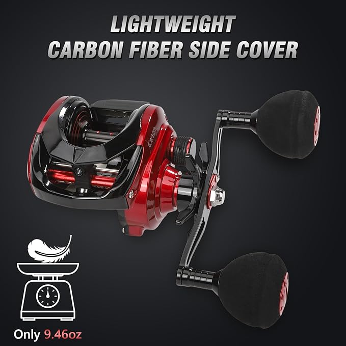 Baitcaster Reels,6.4:1 Gear Ratio with 33 Lb Max Drag, 8+1 Stainless Steel Bearing, Baitcasting Fishing Reels for Pike and bass for Salt Water or Fresh Water