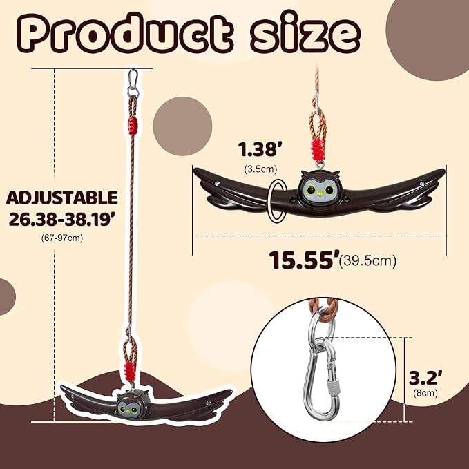 Ninja Twist Swing-360 Degree Handle Rotation Promotes Sensory Development, Arm Strength,Swingset Accessories Outdoor-Swing Spins Set (Brown)