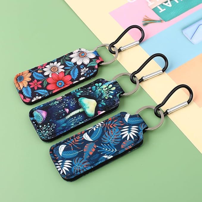 COOKOOKY Keychain Holder for Chapstick Lipstick Lip Gloss Cute Lip Balm Keychain Holder with Clip
