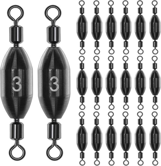 20Pcs Fishing Weights Swivel Brass Sinkers Fishing Weights Saltwater Freshwater Bullet Sinkers Fishing Weight with Swivel Rolling