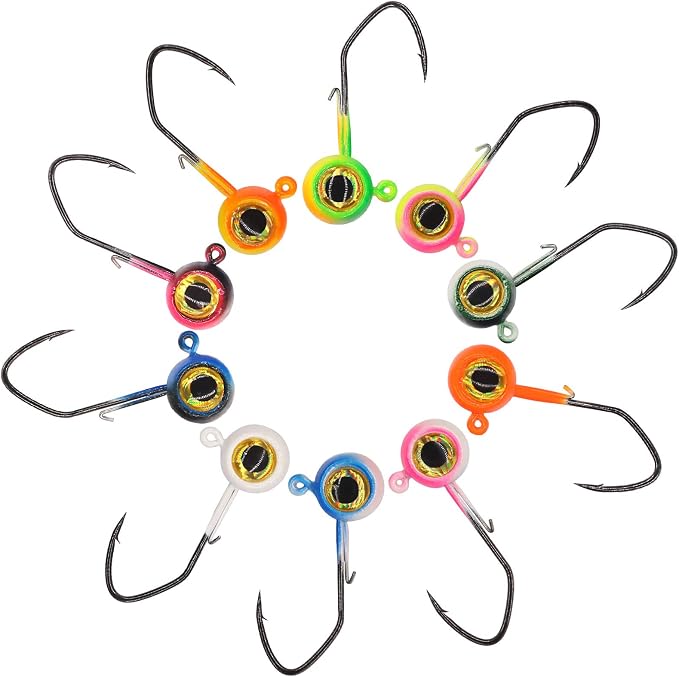 Crappie Jig Heads Kit With Underspin Spinner Blade, Lures and Jigs for Fishing - 30 & 50 Pack, 1/8, 1/16, 1/32 oz
