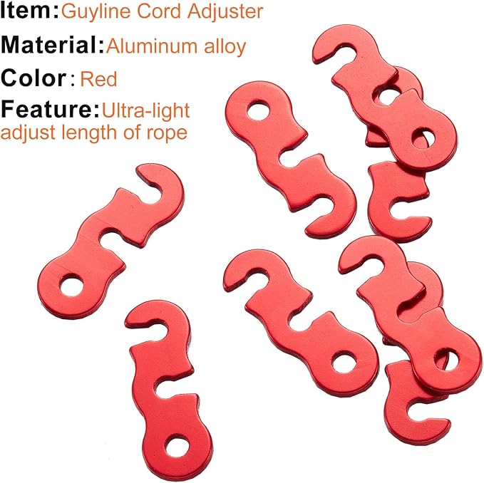 SATINIOR 20 Pieces Guyline Tensioner Aluminum Alloy Tent Cord Paracord Tensioner Guy Line Rope Adjusters Cord Tighteners for Outdoor Tent Camping Hiking Accessories