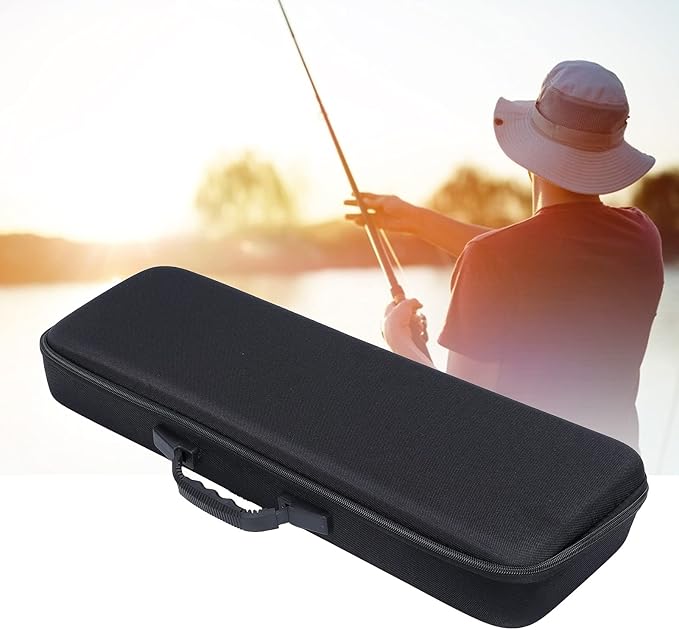 EVA Hard Shell Fishing Rod Case Fishing Gear Storage Bag Fishing Pole Protector with Double Zippers Sponge Padding for Rods Reels Boat Accessories