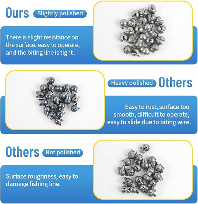 Caleb 200/320Pcs Split Shot Fishing Weights Sinkers, Removable Lead Fishing Weights, Premium Duckbill Reusable Fishing Sinkers for Freshwater Saltwater Bass Trout Fishing Accessories - 5/6 Sizes