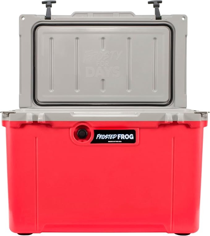 Frosted Frog 54 Qt Hard Cooler, Lightweight Made in USA Insulated Ice Chest | 30% lighter than rotomolded coolers; 54-quart hardside for camping, fishing, boating, beach, BBQ, tailgating & drinks