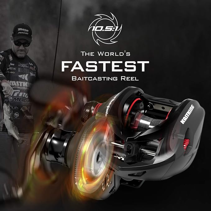 KastKing Speed Demon Elite Fishing Reel, World's Fastest 10.5:1 Gear Ratio/Deadbolt Baitcasting Reel, 10+1 Shielded Stainless Steel BB, CNC Lightweight Aluminum Frame, Available in Skipping Version