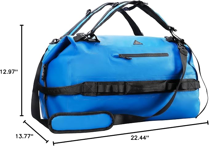 Haimont IPX7 Waterproof Roll-Top Dry Duffel Backpack | 60L/90L Sizes, 500D Tarpaulin, Welded Seams, Mesh Pockets, Boating & Kayaking