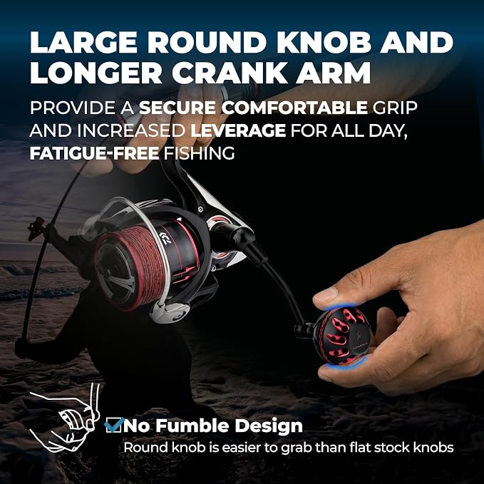 GOMEXUS Power Handle for Daiwa Tatula LT Fuego LT Ballistic LT Spinning Reel Replacement Crank (Fit MQ Version) 【Please Confirm The Size and Pay Attention to The First Picture】