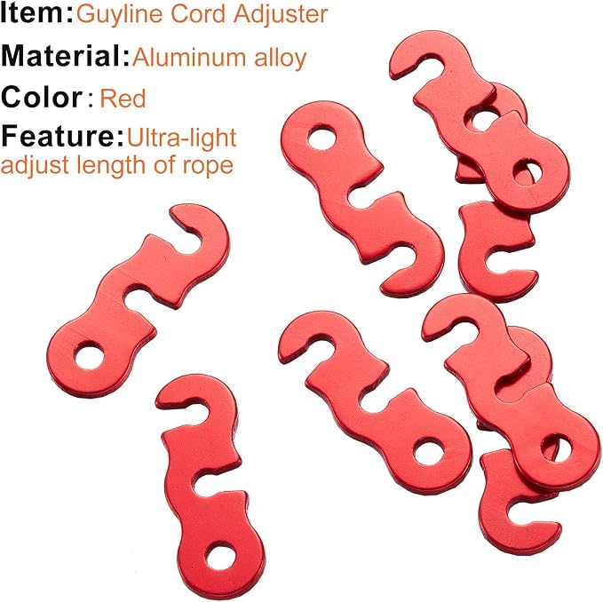 SATINIOR 20 Pieces Guyline Tensioner Aluminum Alloy Tent Cord Paracord Tensioner Guy Line Rope Adjusters Cord Tighteners for Outdoor Tent Camping Hiking Accessories