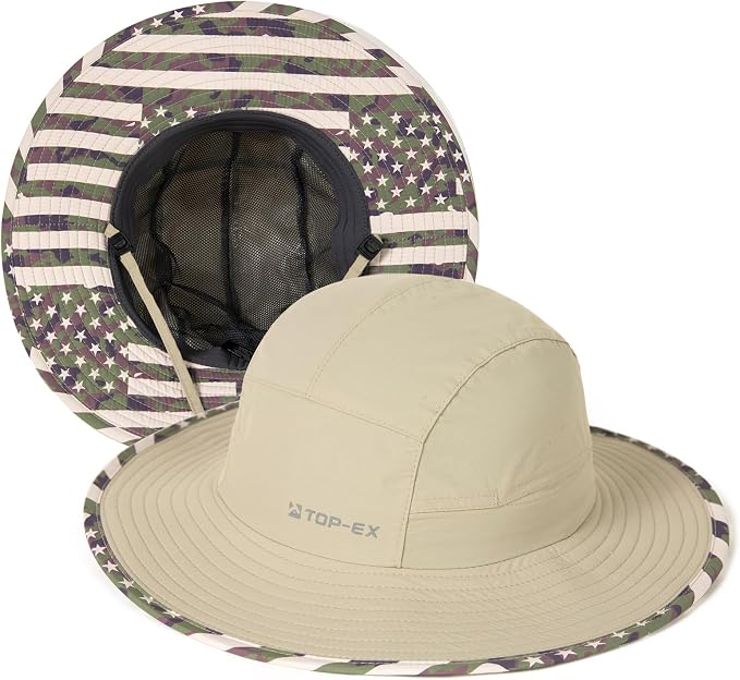 TOP-EX XL/XXL Waterproof Mens Sun Hat Wide Brim UPF 50+ Bucket Hat for Women Sun Protection Outdoor Hiking
