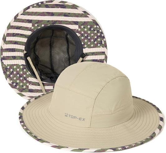 TOP-EX XL/XXL Waterproof Mens Sun Hat Wide Brim UPF 50+ Bucket Hat for Women Sun Protection Outdoor Hiking