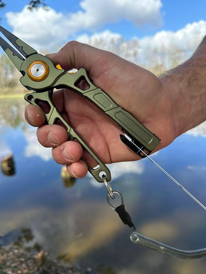 Line Cutterz Elite Saltwater Fishing Pliers, Patented Ceramic Braid and Line Cutter, Hook Remover, Sheath and Lanyard | Integrated Ceramic Blade Cutting Slot In Handle