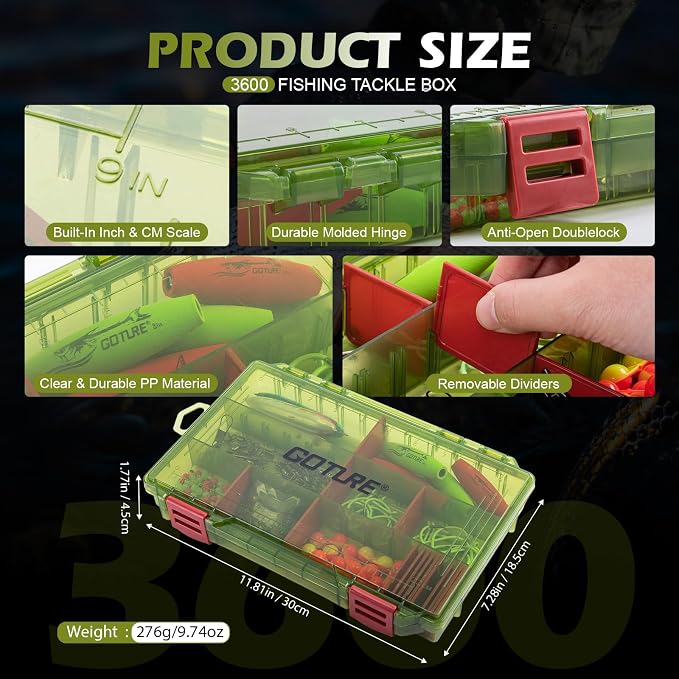 Goture Catfish Rig Making Kit,274pcs/300pcs Catfishing Tackle with Luminous Fishing Hook Swivel Sinker Weights Rattle Float Bobber Stoppers,Catfish Rigs Accessories with 3600 Tackle Box,Gifts for Men