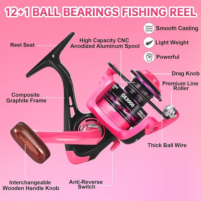 Carbon Fiber Fishing Rod and Reel Combos, Portable Telescopic Fishing Pole with Spinning Reel, Travel Bag for Saltwater Freshwater