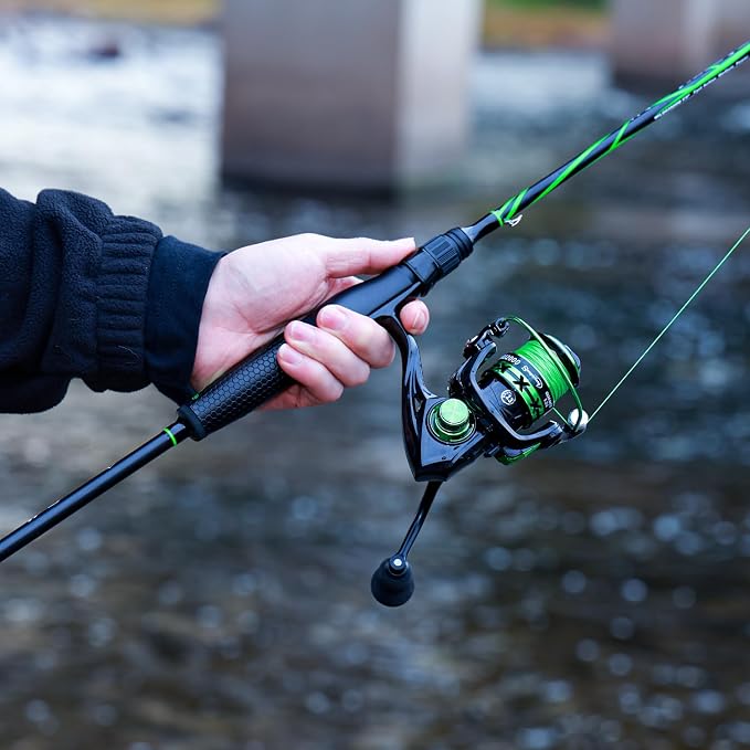 One Bass Fishing Rod Reel Combos, Spinning & Casting Combo, Graphite 2Pc Blanks, Stainless-Steel Guides, Super Polymer Handle