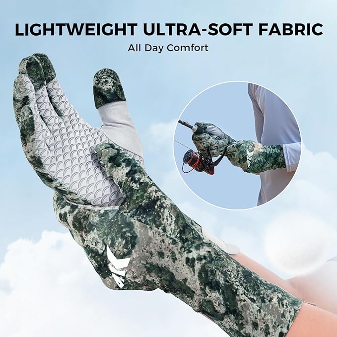 KastKing La Sal Pro Full Finger Fishing Gloves, UPF 50+ Sun Protection Gloves with Convertible Design, Ultralight Microfiber, Ultra-Soft Comfort, FrostWeave Cooling, Enhanced Grip, Four Sizes Options
