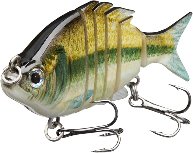 Bassdash SwimPanfish 0.34oz Hard Swimbaits Multi Jointed Topwater Trout Bass Fishing Crank Lure for Freshwater and Saltwater