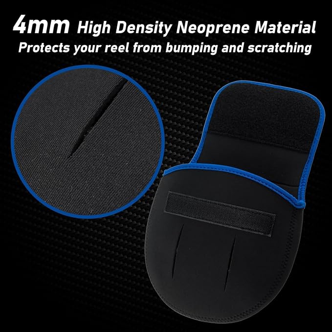 Dr.Fish Spinning Fishing Reel Cover, Fits 1000-6000+, Neoprene Bag with Handle Slot, Spinning Reel Storage Case Pouch Accessories (M(2 Pack, Fits 800-1000))