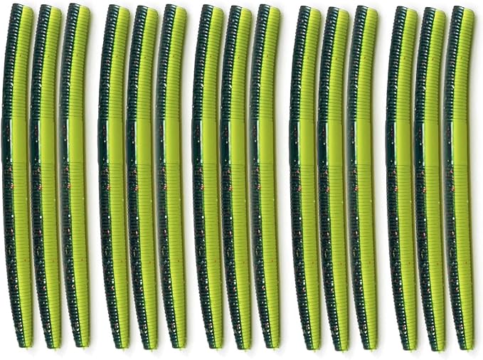 Senko Worms for Bass Fishing - 4" / 5" Soft Plastic Baits with Scented & Flavored Salt Impregnation - 15pcs Freshwater Saltwater Fishing Lures Kit