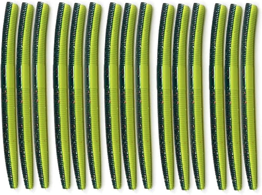 Senko Worms for Bass Fishing - 4" / 5" Soft Plastic Baits with Scented & Flavored Salt Impregnation - 15pcs Freshwater Saltwater Fishing Lures Kit