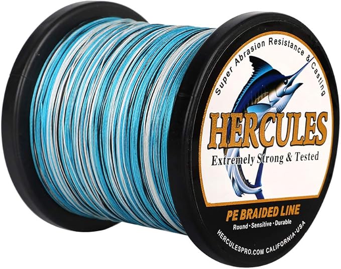 HERCULES Cost-Effective Super Strong 4 Strands Braided Fishing Line 6LB to 100LB Test for Salt-Water, 109/328 / 547/1094 Yards (100M / 300M / 500M / 1000M), Diam# 0.08MM - 0.55MM, Hi-Grade