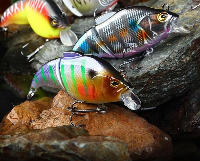5 Pack Glide Bait Set for Bass Topwater Fishing Lures with Square Bill Crankbait Surface Hard Lure Jointed Swimbait Hooks for Freshwater Saltwater Trout Walleye Pike