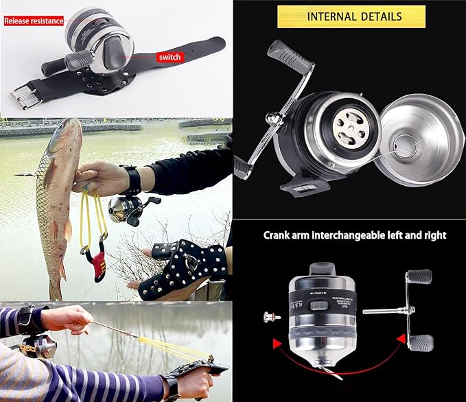 Fishing Slingshot with Reel and Fish Darts for Outdoor Sports Hunting Competition Versatile Suitable for Left and Right Handed