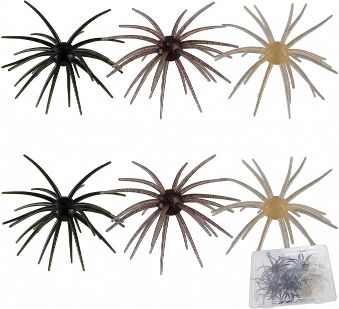 Creature Bait for Bass Fishing – Soft Plastic Fishing Lures, Fuzzy Dice & Sea Urchin Style Finesse Bait for Freshwater, Trout & Crappie with Tackle Box