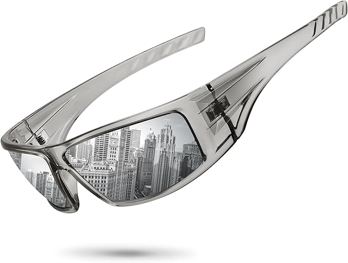 Polarized Sports Sunglasses for Men Women Unbreakable Frame Cycling Fishing Wrap Around Sunglasses UV400 Protection