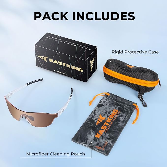 KastKing Nizini Polarized Sports Fishing Sunglasses, With PuriVex Protective Lens Coating, Rimless Wrap Design, Men Women