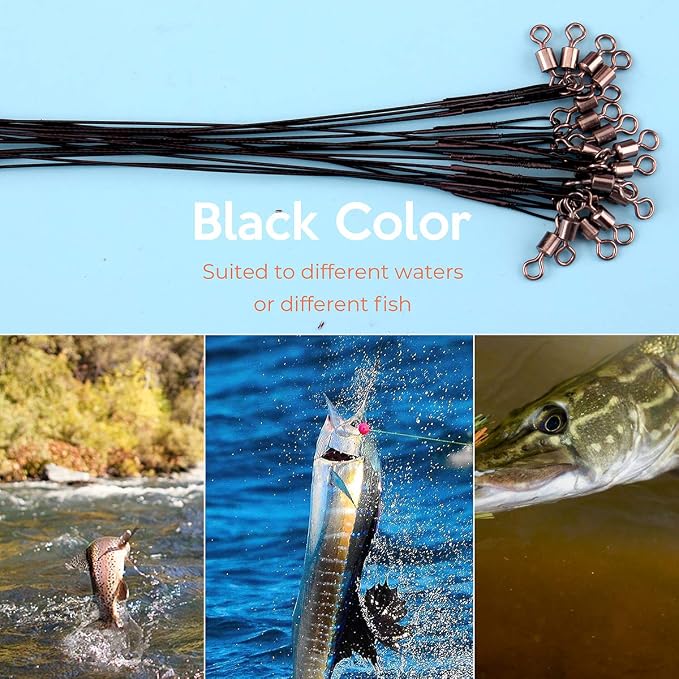 Fishing Leaders, Fish Line Stainless Steel Wire with Swivels Snap Connect Fishing Gear and Equipment Tackle Kit, for Lures Bait Rig Or Hooks, Fishing Gift