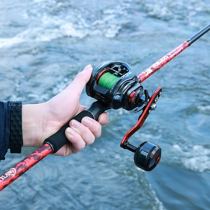 Sougayilang Baitcaster Rod Reel Combo, 2-Piece Fishing Rod with 400 Size Casting Reel, Aluminum Reel Seat for Musky Fishing