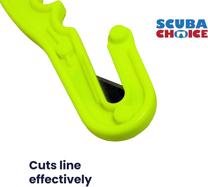 Scuba Choice Diving Line Cutter – 8" Safety Design, Firm Grip Handle, 2 Extra Blades, Waterproof, Compact Tool for Fishing, Spearfishing, Underwater Emergencies