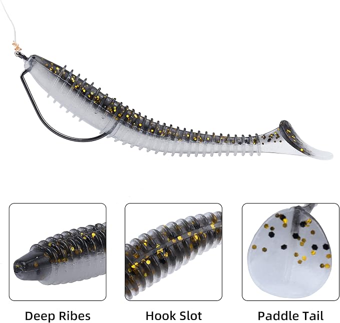 Paddle Tail Swimbaits 100/80/50PCS, 5/4/3/2 inch Soft Fishing Lures Bulk Pack – Durable Lifelike Action Lures for Bass, Trout, Crappie – Freshwater & Saltwater Fishing Gifts