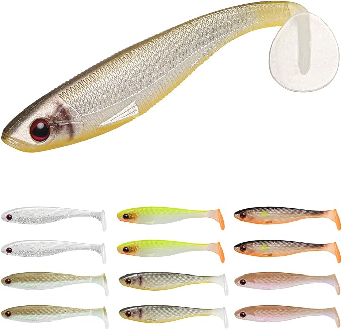TRUSCEND Shadtale Easy Catch Soft Fishing Lures, Unique Vibration and Action for Various Rigs, Paddle Tail Swimbaits Trailer for Bass, Trout, Crappie, Walleye, Redfish, Saltwater & Freshwater Fishing
