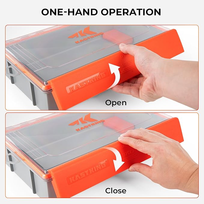 KastKing HyperSeal Waterproof Tackle Box, 3700 Deep Tackle Trays, Fishing Tackle Box Organizer With Exterior Stickers, Fishing Gear & Fishing Accessories Storage, 2 Packs No Compartment