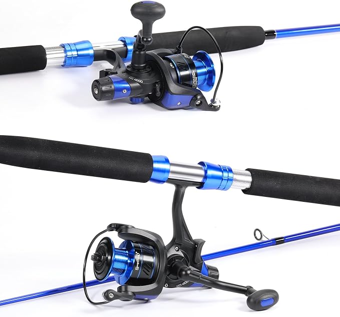 Sougayilang Catfish Fishing Rod Combo IM8 Carbon 2 Piece, MH Power Portable Travel Spinning Rod with 4000 Size Spinning Reel -7'0"