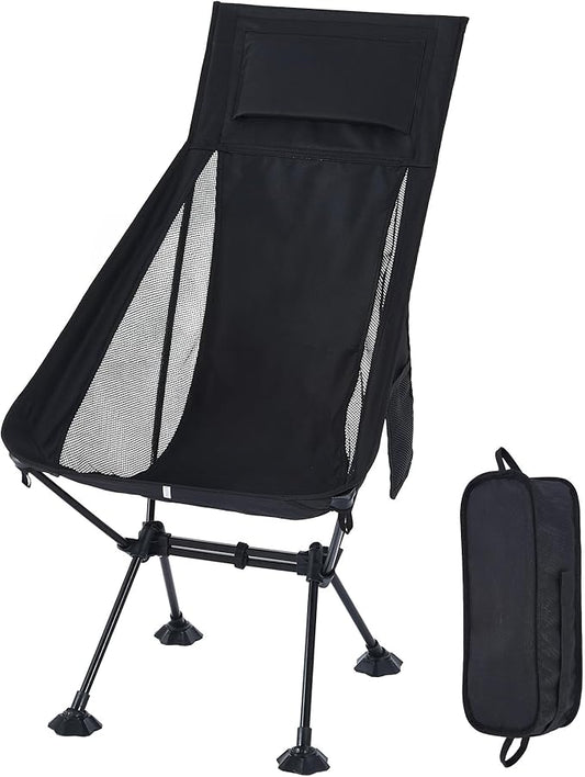 High Back Lightweight Camping Chair for Adults with Wide Seat and Head Support,Ultralight Compact Backpacking Chair with Anti-Sinking Large Feet and Storage Bag for Travel,Naturehike,Hiking