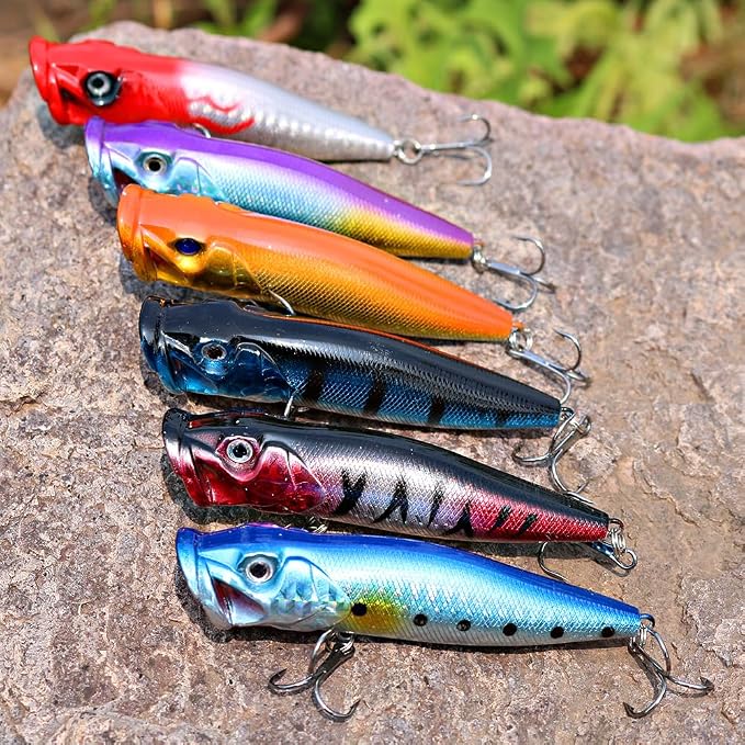 Sougayilang Fishing Lures Large Hard Bait Minnow VIB Lure with Treble Hook Life-Like Swimbait Fishing Bait Popper Crankbait Vibe Sinking Lure for Bass Trout Walleye Redfish