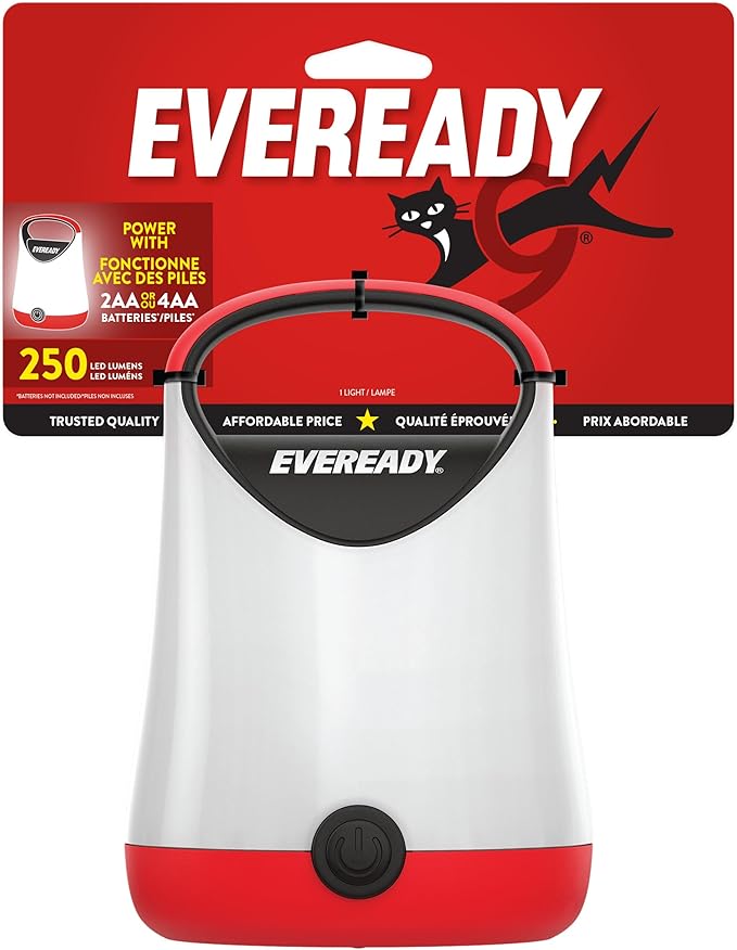Eveready LED Camping Lantern X-250, Bright Tent Lights, Rugged Water Resistant LED Lanterns, 100 Hour Run-time, Red and Black (Pack of 2)