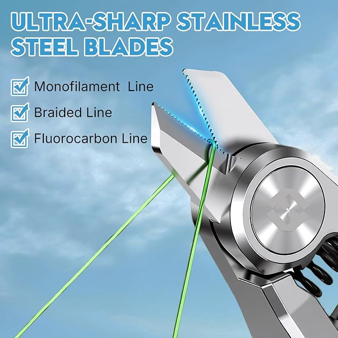 3-in-1 Portable Fishing Line Cutter with Retractor,Mini Stainless Steel Clippers with Retractable Zinger, Universal for Monofilament, Fluorocarbon & Braided Lines,Fly Tying Scissors for Men