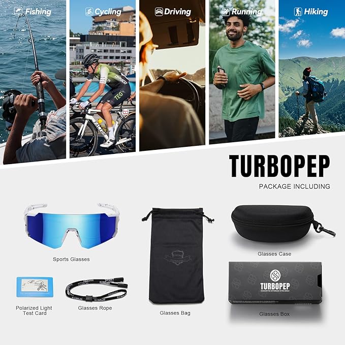 Polarized Sports Sunglasses for Men and Women,Fishing Cycling Mountain Bike Baseball Sunglasses with UV Protection