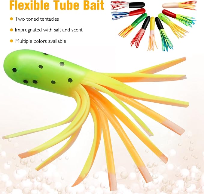 Dovesun Crappie Lures with Jig Heads Kit, Soft Plastic Grubs-Tube Baits 1/8oz 1/16oz 1/32oz Crappie Jigs Walleye Trout Bass Crappie Baits 95-120pcs