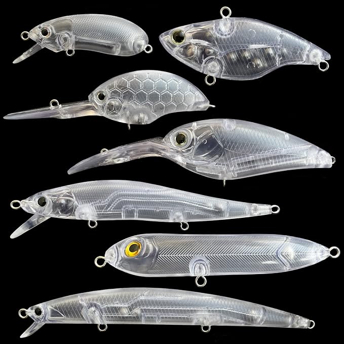 20PCS Lure Blanks Unpainted Fishing Lures, Crankbait Kit With 3D Eyes for Walleye Trout Bass Fishing, Topwater Hard Lures