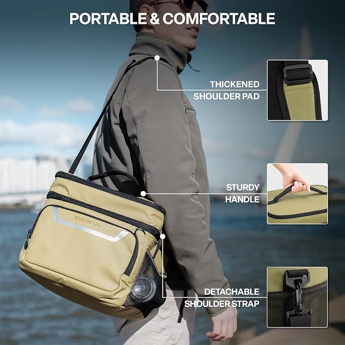 EVERFUN Small Compact Cooler Bag 24/48 Can Insulated Lunch Box Double Deck Soft Leak-Proof Waterproof Collapsible Ice Chest for Men Women Work Travel Car Trip Picnic Beach