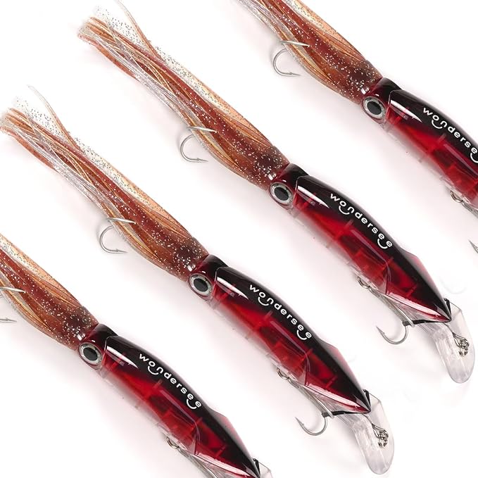 Wondersee Squid Fishing Bait Soft Hard Lures Kit Swimbait Crankbait Jig Simulation Weighted Holographic 4 PCS