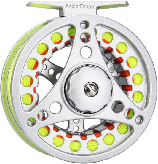(1/2WT 3/4WT 5/6WT 7/8WT) Fly Reel with Line Combo Aluminum Alloy Large Arbor Fly Fishing Reels Weight Forward Fly Line with Braided Backing Taper Leader Pre-Tied